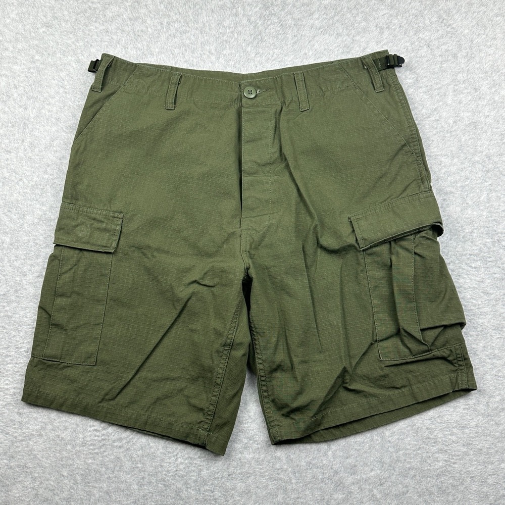 Backbone Ripstop Cargo Shorts Mens Medium Olive Green 100% Cotton Utility